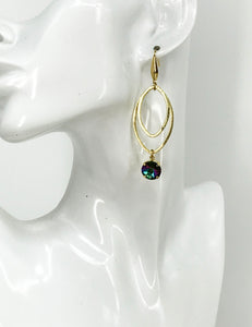 Crystal & Brushed Gold Pendant Earrings - E19-4630