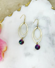 Load image into Gallery viewer, Crystal &amp; Brushed Gold Pendant Earrings - E19-4630