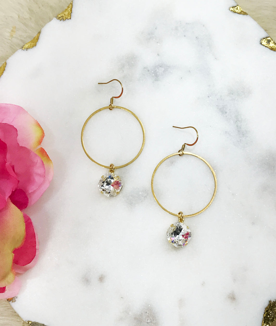 Genuine Crystal & Hoop Earrings - E19-4631