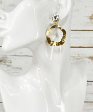 Load image into Gallery viewer, Genuine Crystal &amp; Brushed Gold Pendant Stud Earrings - E19-4639