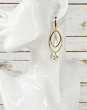 Load image into Gallery viewer, Genuine Crystal &amp; Brush Gold Pendant Earrings - E19-4640