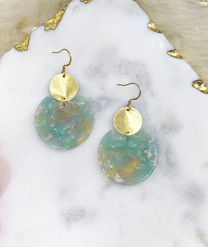 Resin & Brushed Gold Pendant Earrings - E19-4644