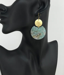 Resin & Brushed Gold Pendant Earrings - E19-4644