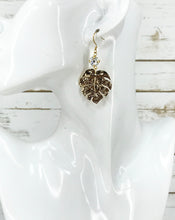 Load image into Gallery viewer, Crystal &amp; Monstera Leaf Pendant Earrings - E19-4646