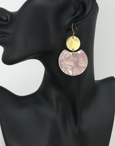 Resin & Brushed Gold Pendant Earrings - E19-4648