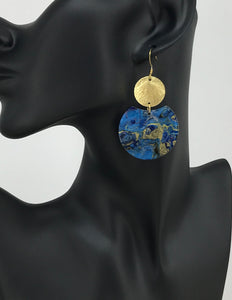 Resin & Brushed Gold Pendant Earrings - E19-4649