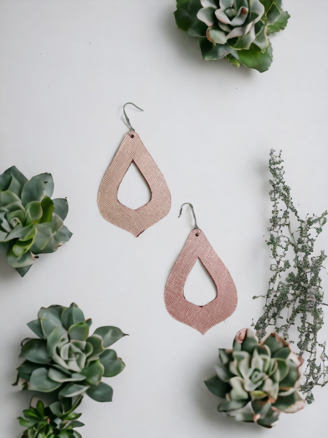 Rose Gold Leather Earrings - E19-464