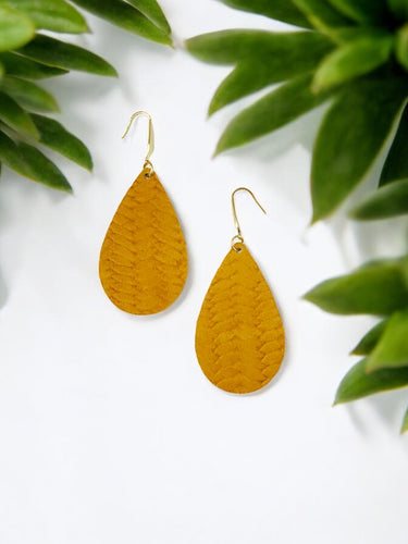 Mustard Italian Leather Earrings - E19-4652