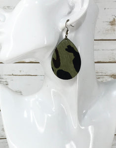 Hair On Camo Leather Earrings - E19-4657