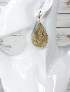 Metallic Gold  Hair On Leather Earrings - E19-4661