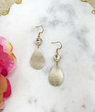 Load image into Gallery viewer, Genuine Crystal &amp; Brushed Gold Teardrop Pendant Earrings - E19-4668