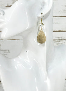 Genuine Crystal & Brushed Gold Teardrop Pendant Earrings - E19-4668