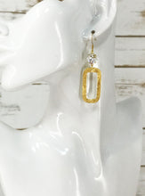 Load image into Gallery viewer, Genuine Crystal &amp; Brushed Gold Rectangle Pendant Earrings - E19-4670