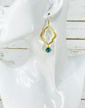 Load image into Gallery viewer, Genuine Crystal &amp; Brushed Gold Marquise Pendant Earrings - E19-4671