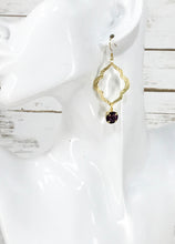 Load image into Gallery viewer, Genuine Crystal &amp; Brushed Gold Marquise Pendant Earrings - E19-4674