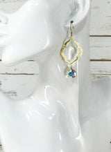 Load image into Gallery viewer, Genuine Crystal &amp; Brushed Gold Marquise Pendant Earrings - E19-4675