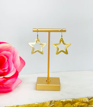 Load image into Gallery viewer, Star Brushed Gold Pendant Earrings - E19-4679