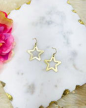 Load image into Gallery viewer, Star Brushed Gold Pendant Earrings - E19-4679