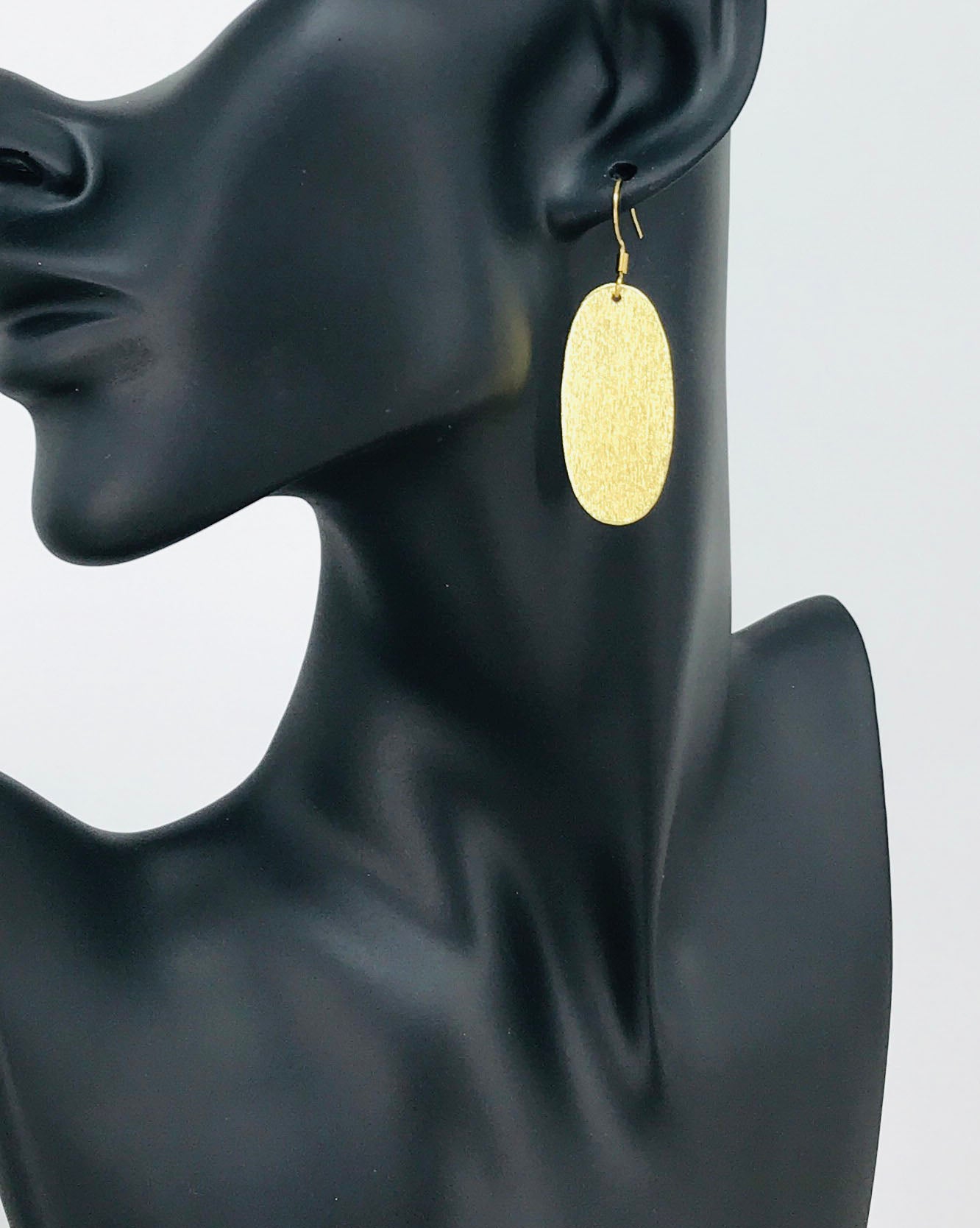 Brushed Gold Oval Pendant Earrings - E19-4680