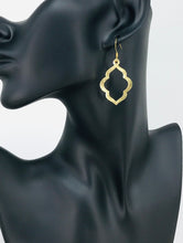 Load image into Gallery viewer, Small Brushed Gold Marquise Pendant Earrings - E19-4682