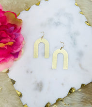 Load image into Gallery viewer, Large Brushed Gold Horseshoe Pendant Earrings - E19-4683