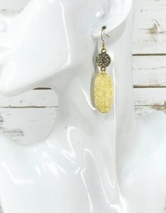 Rhinestone & Brushed Gold Pendant Earrings - E19-4687