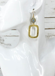 Rhinestone & Brushed Gold Pendant Earrings - E19-4688