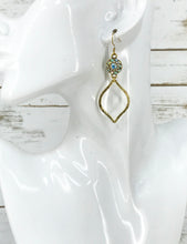 Load image into Gallery viewer, Rhinestone &amp; Brushed Gold Pendant Earrings - E19-4690