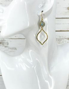 Rhinestone & Brushed Gold Pendant Earrings - E19-4690