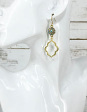 Load image into Gallery viewer, Rhinestone &amp; Brushed Gold Pendant Earrings - E19-4692