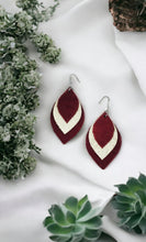 Load image into Gallery viewer, Burgundy Suede Leather and Metallic Gold Leather Earrings - E19-469