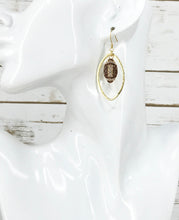 Load image into Gallery viewer, Brushed Gold &amp; Rhinestone Pendant Earrings - E19-4716