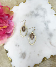 Load image into Gallery viewer, Brushed Gold &amp; Rhinestone Pendant Earrings - E19-4716