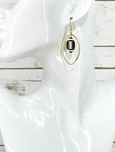 Brushed Gold & Football Pendant Earrings - E19-4717