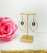 Load image into Gallery viewer, Hammered Gold &amp; Football Pendant Earrings - E19-4719