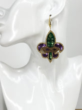 Load image into Gallery viewer, Mardi Gras Themed Fleur De Lis Earrings - E19-4741