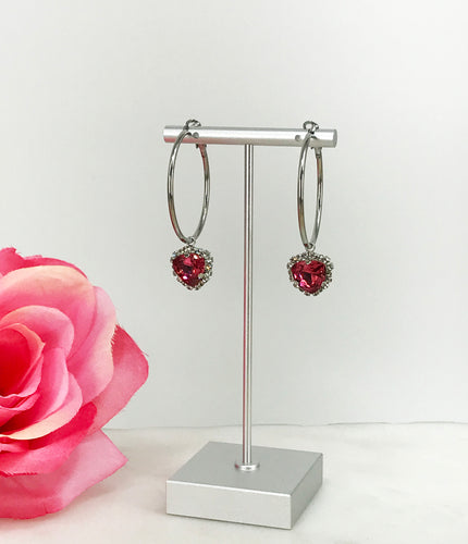 Hoop & Rhinestone Pendant Earrings - E19-4751