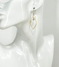 Load image into Gallery viewer, Gold Leaf &amp; Rhinestone Pendant Earrings - E19-4752