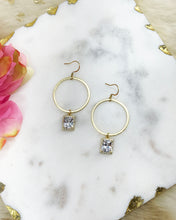 Load image into Gallery viewer, Goold Hoop &amp; CZ Pendant Earrings - E19-4758