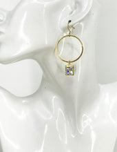 Load image into Gallery viewer, Goold Hoop &amp; CZ Pendant Earrings - E19-4758