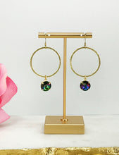 Load image into Gallery viewer, Gold Hoop &amp; Crystal Pendant Earrings - E19-4767