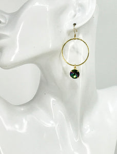 Gold Hoop & Crystal Pendant Earrings - E19-4767