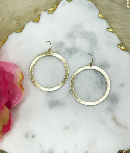 Large Brushed Hoop Pendant Earrings - E19-4769