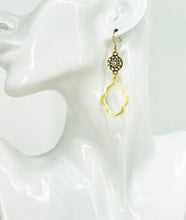 Load image into Gallery viewer, Rhinestone &amp; Brushed Gold Pendant Earrings - E19-4771