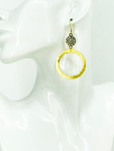 Load image into Gallery viewer, Rhinestone &amp; Brushed Gold Pendant Earrings - E19-4772