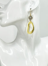 Load image into Gallery viewer, Rhinestone &amp; Brushed Gold Pendant Earrings - E19-4774