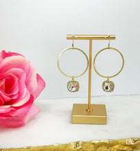 Load image into Gallery viewer, Gold Hoop &amp; Rhinestone Pendant Earrings - E19-4775