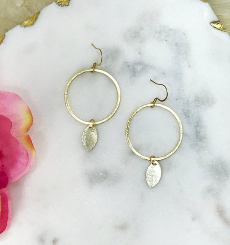 Small Brushed Gold Hoop Earrings - E19-4777