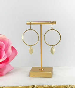 Small Brushed Gold Hoop Earrings - E19-4777