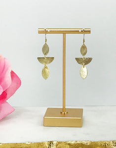 Layered Brushed Gold Pendant Earrings - E19-4778